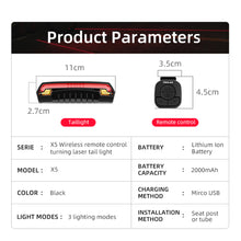 Carica l'immagine nel visualizzatore di Gallery, Meilan Smart Bike Tail, Brake Light, Indicators and Laser - Wireless - USB Charge