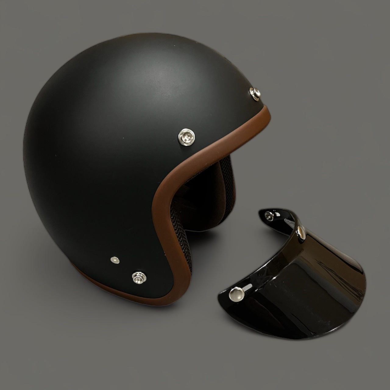 chocolate motorcycle helmet Cooler King Helmet - Matt Black