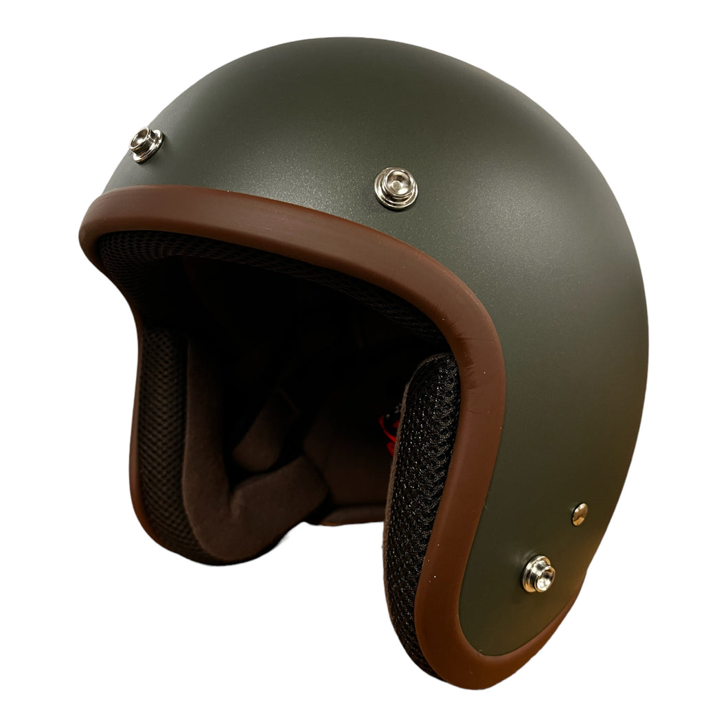 Cooler King Helmet - Matt Green - Tan Lined