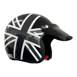 Monochrome Union Jack Helmet - Gloss - Black Lined