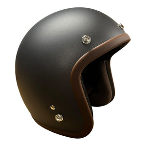 Cooler King Helmet - Satin Slate Grey - Chocolate Accents - SMALL