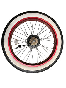 Two Wheel Red and White Set - Bafang 750w motor in 26x4 Red Cooler King Wheels