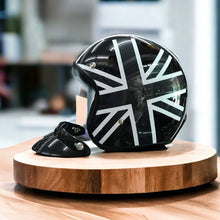 Load image into Gallery viewer, Monochrome Union Jack Helmet - Gloss - Black Lined