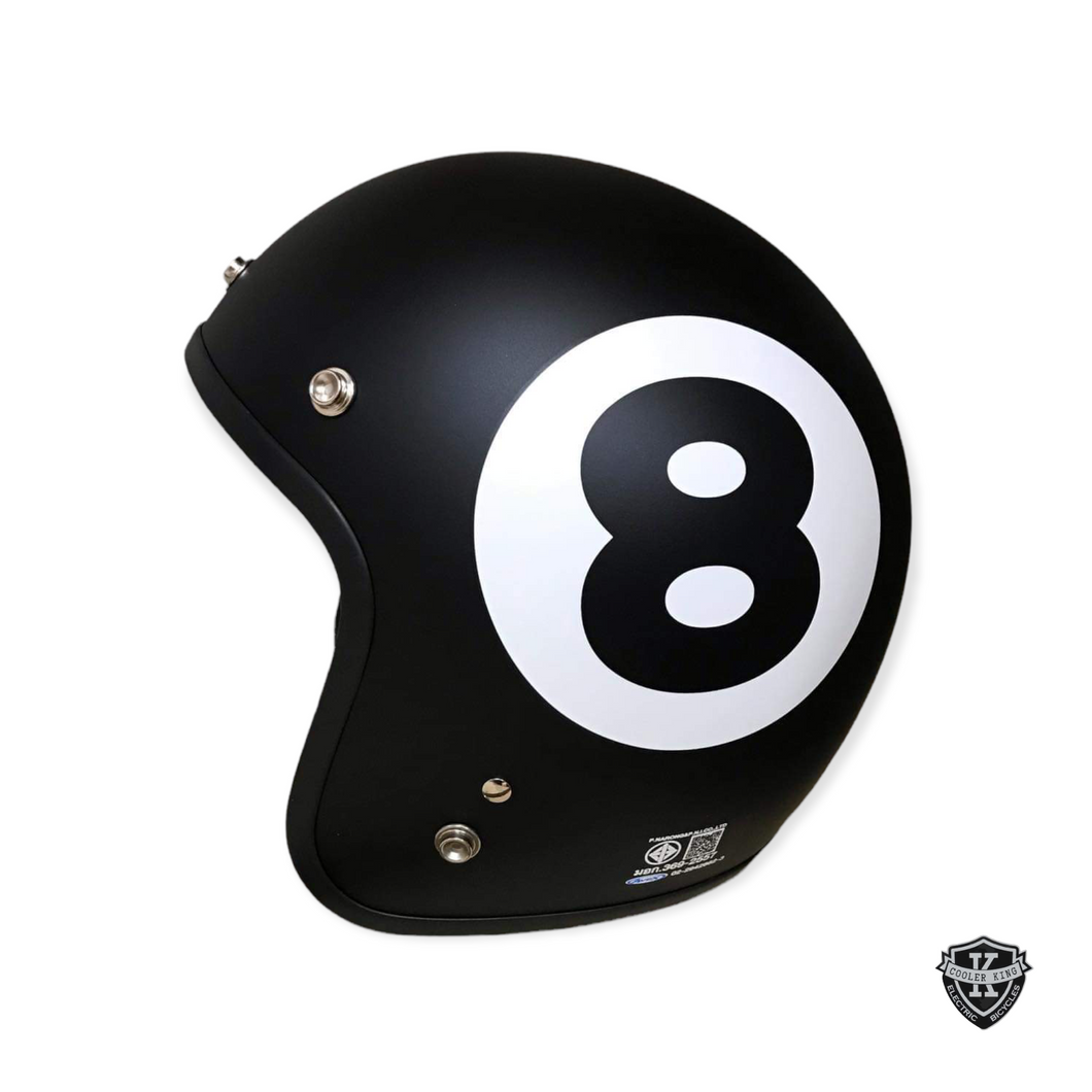 Cooler King Helmet - Lucky 8 Ball - Matt Black / Slate Grey - Black Lined